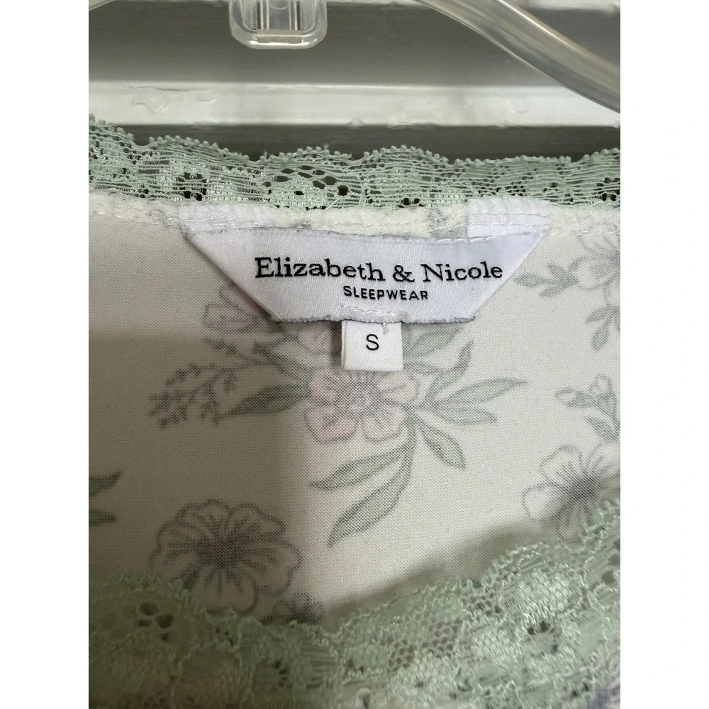 Elizabeth & Nicole Pajama Set Womens Small White Floral Lace Henley Loungewear